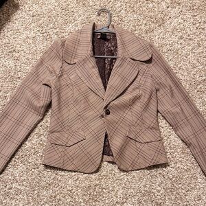 Hot Kiss Tan Plaid Blazer